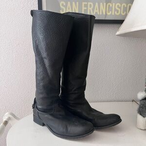 Frye Melissa Button Back zip Black Tall Boots size 9 100% leather